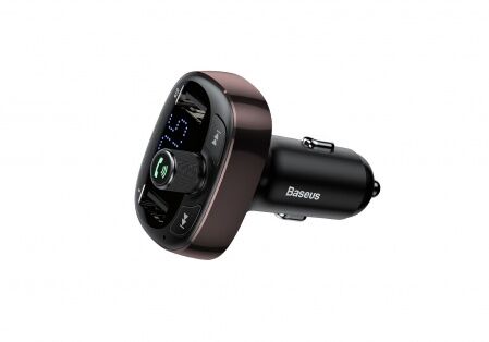 Автомобильное зарядное устройство BASEUS T typed S-09, 2USB, 3.4A, темный кофе, дисплей  Bluetooth - 1