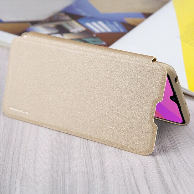 Чехол для Xiaomi Mi 9 Lite / CC9 Nillkin Sparkle Leather Case (Gold/Золотой) - 4